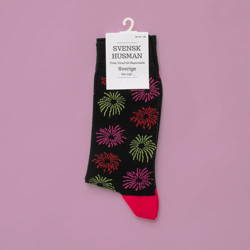 Black cotton socks with colorful New Year