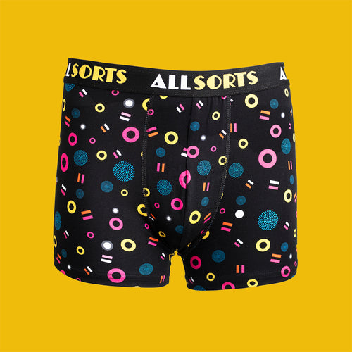 Boxer ALLSORTS - Svarta kalsonger med mönster av lakritskonfekt - Svenskhusman